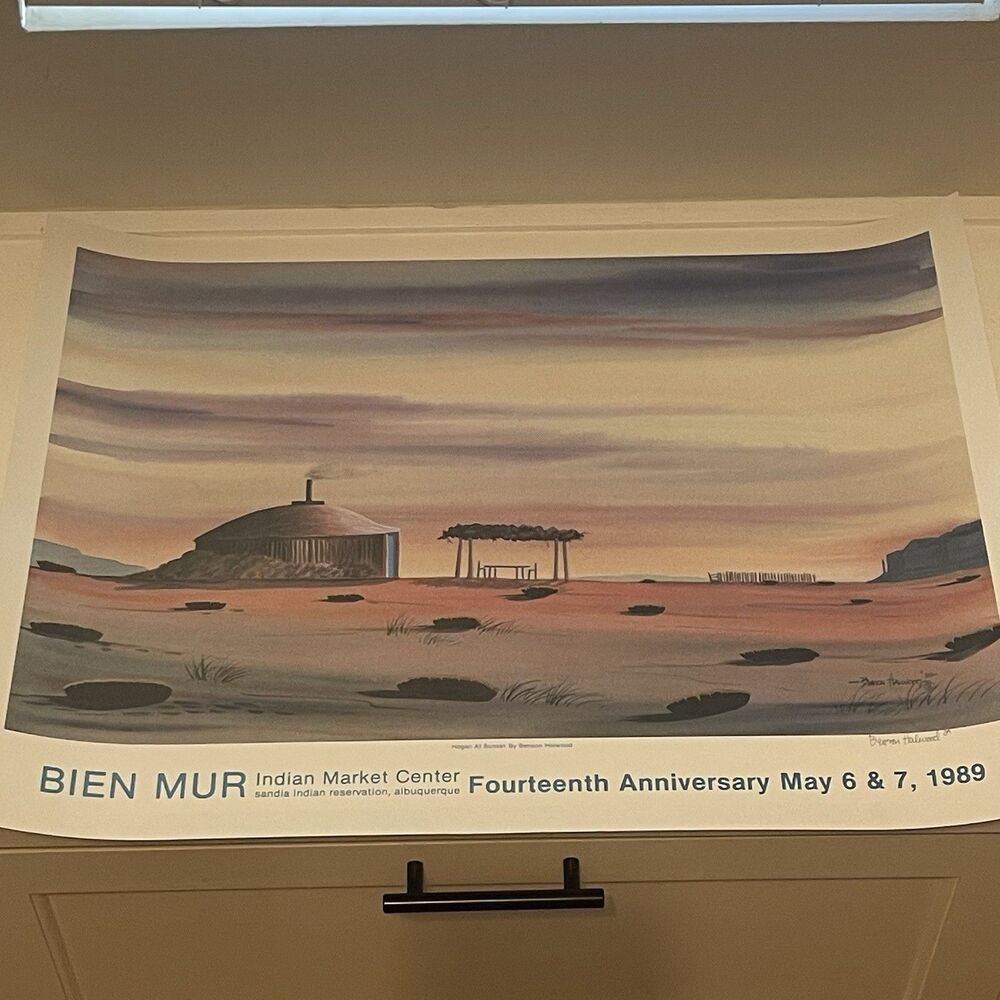 Signed Benson Halwood Art Poster Print Hogan At Sunset Bien Mur Market 26x19